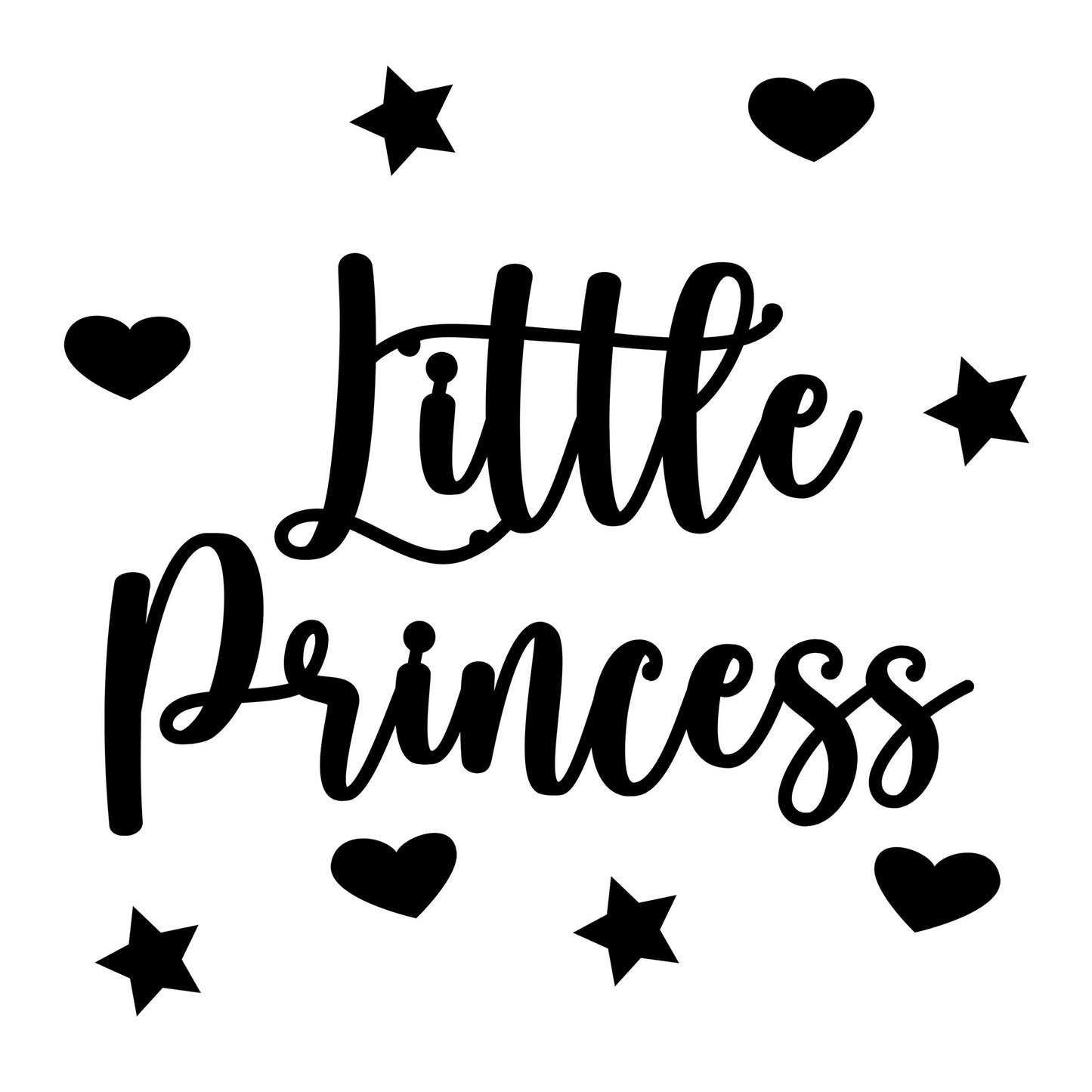 3D Schriftzug - "Little Princess" + Dekoelemente aus Holz - naturfarben, unbehandelt