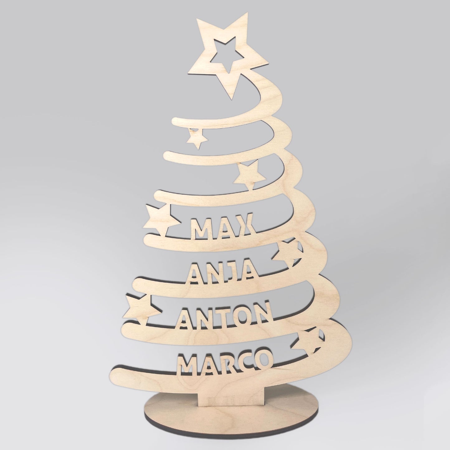 Individueller Tischaufsteller "Tannenbaum" für die Festtafel an Weihnachten - mit Deinen Wunschnamen.